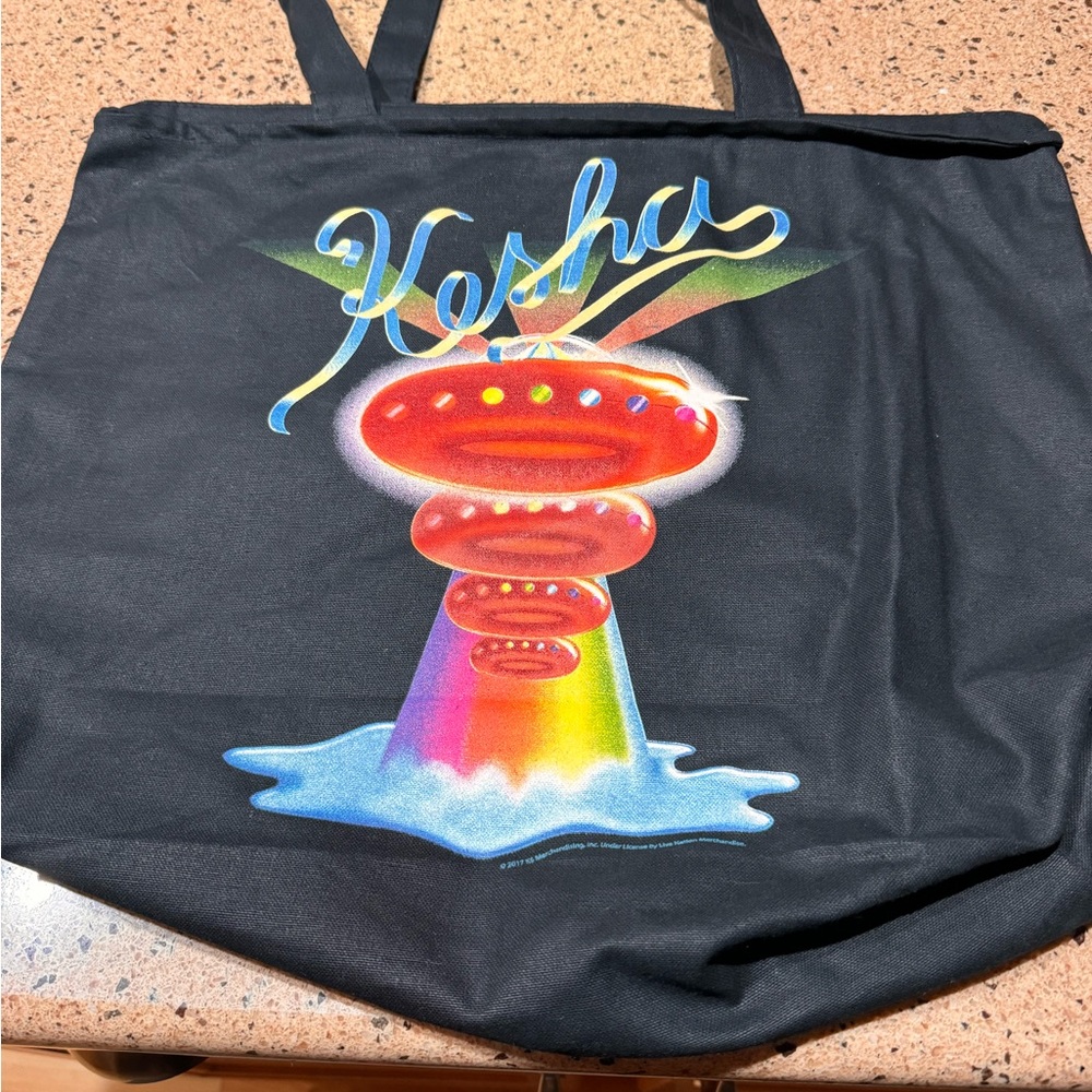 Kesha Black Tote Bag with Colorful UFO